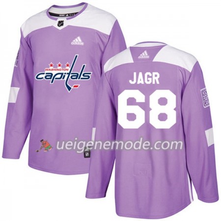 Herren Eishockey Washington Capitals Trikot Jaromir Jagr 68 Adidas 2017-2018 Lila Fights Cancer Practice Authentic